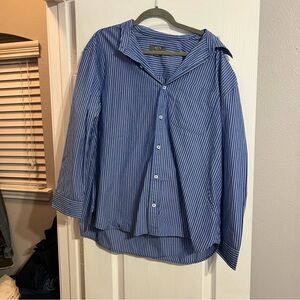 American Eagle Outfitters Blue Striped Button Down Shirt